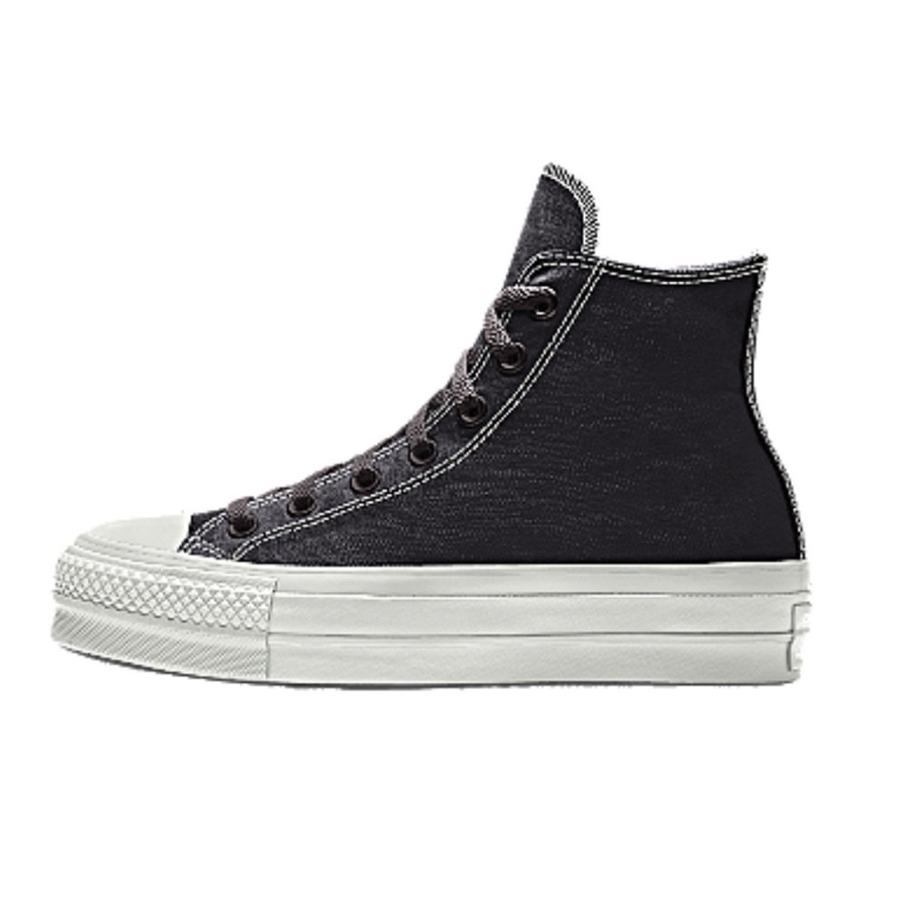 NWT Black lace black outer platform converse